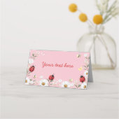 Love Bug Daisy Floral Birthday Party Food Tent プレイスカード (正面)