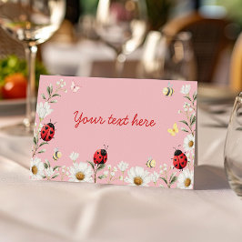 Love Bug Daisy Floral Birthday Party Food Tent プレイスカード