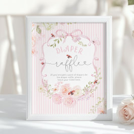 Love Bug Diaper Raffle Bow Wildflower Baby Shower ポスター