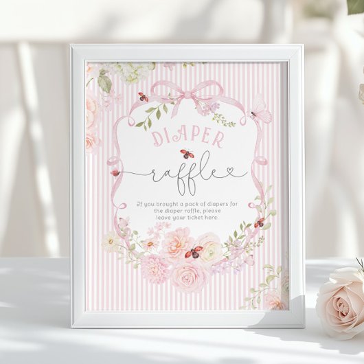 Love Bug Diaper Raffle Bow Wildflower Baby Shower ポスター
