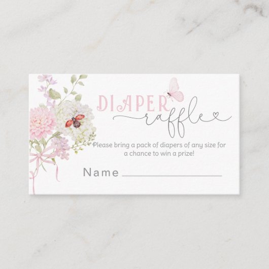 Love Bug Diaper raffle ticket Pink Bow エンクロージャーカード (正面)