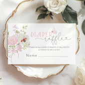 Love Bug Diaper raffle ticket Pink Bow エンクロージャーカード