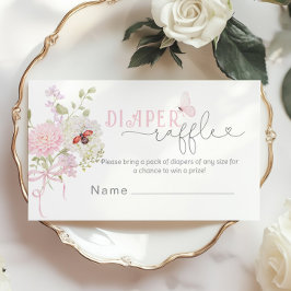Love Bug Diaper raffle ticket Pink Bow エンクロージャーカード