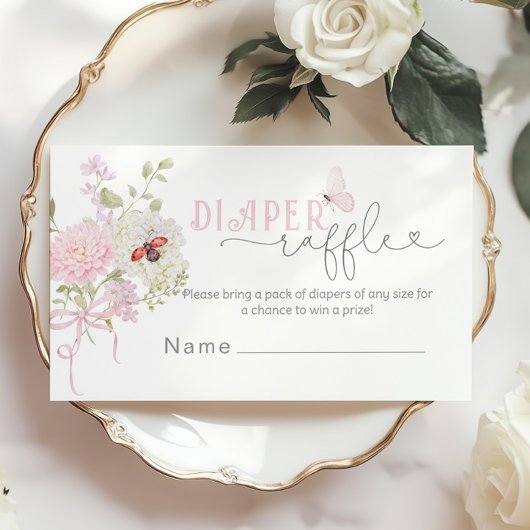 Love Bug Diaper raffle ticket Pink Bow エンクロージャーカード