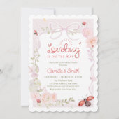 Love Bug Floral Bow Girl Baby Shower Invitation 招待状 (正面)