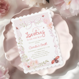 Love Bug Floral Bow Girl Baby Shower Invitation 招待状