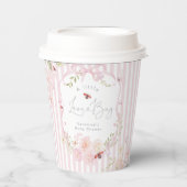 Love Bug Floral Pink Bow Baby Shower 紙コップ (正面)