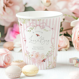Love Bug Floral Pink Bow Baby Shower 紙コップ