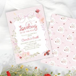 Love Bug Floral Preppy Girl Baby Shower Invitation 招待状