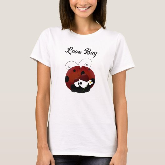 Love Bug Ladybug, Cute Cartoon Valentine’s Day Tシャツ (正面)