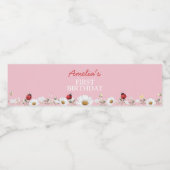 Love Bug Ladybug Daisy Floral Birthday Party ペットボトルラベル (シングルラベル)