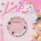Love Bug Ladybug Daisy Floral Birthday Party ペーパープレート (パーティー)