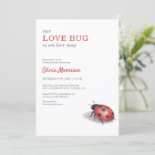 Love Bug Ladybug Gingham Baby Shower 招待状 (スタンド正面)