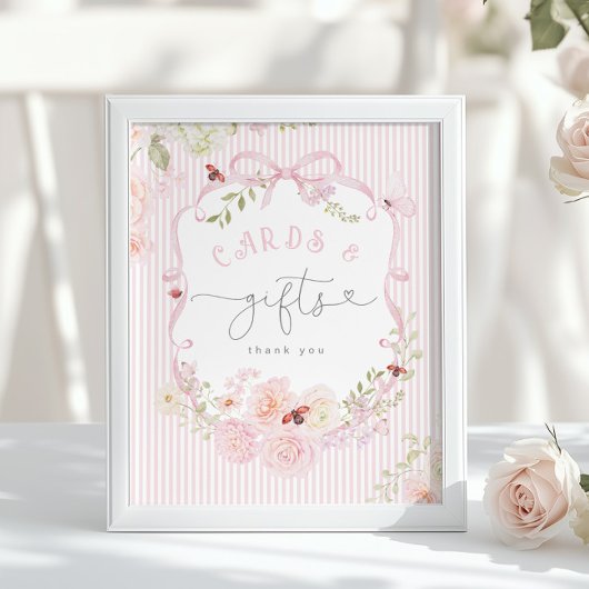 Love Bug Pink Bow Cards and gifts Baby Shower ポスター