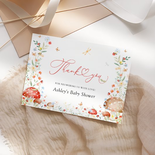 Love Bug Wildflower赤ちゃんシャワーありがとう サンキューカード