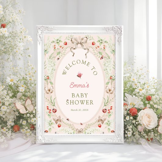 Love Bug Wildflower Boho Baby Shower Welcome  ポスター