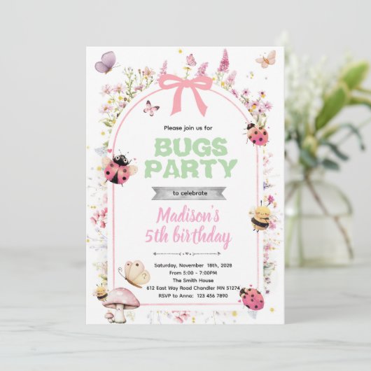 Love bugs birthday party invitation 招待状 (スタンド正面)