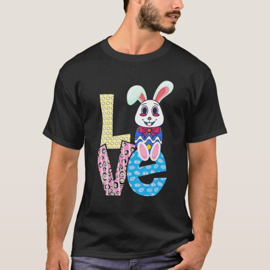 LOVE Bunny Rabbit Bunny Hug Easter Eggs Easter Day Tシャツ (正面)