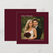 Love & Burgundyの感謝してい写真お結婚礼を申し上げる ノートカード (正面/裏面)
