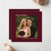 Love & Burgundyの感謝してい写真お結婚礼を申し上げる ノートカード (正面/裏面インサイチュ)