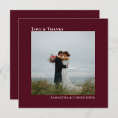 Love & Burgundyの感謝してい写真お結婚礼を申し上げる ノートカード (正面/裏面)