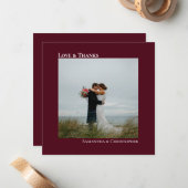 Love & Burgundyの感謝してい写真お結婚礼を申し上げる ノートカード (正面/裏面インサイチュ)
