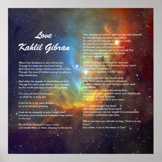 Love by Kahlil Gibran ポスター (正面)