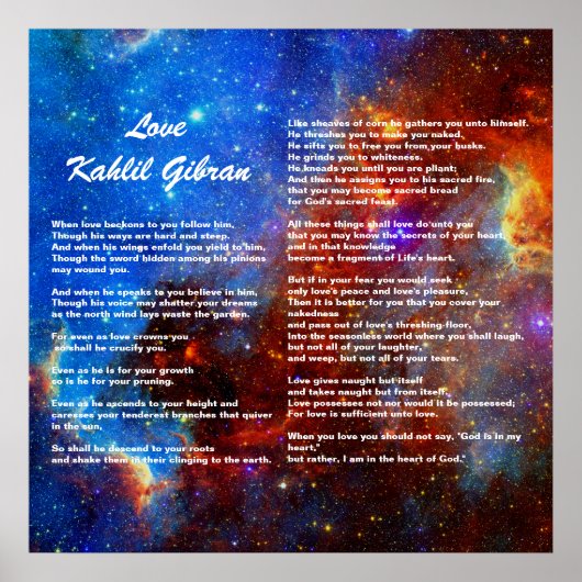 Love by Kahlil Gibran ポスター (正面)