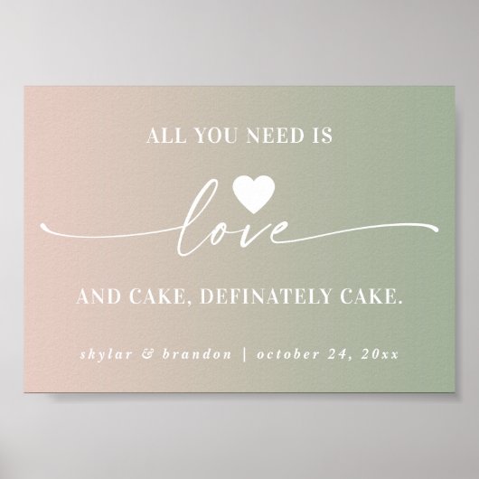 Love & Cakeのサインがグラデーション必要結婚だ ポスター (正面)