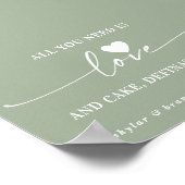 Love & Cake Greenのサインが結婚必要 ポスター (角)