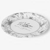 Love Calligraphy Wedding Floral Pattern Blk ID940 ペーパープレート (アングル)