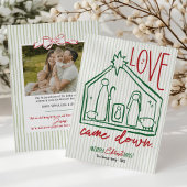 Love Came Down Hand Drawn Manger CHRISTmas Photo シーズンカード