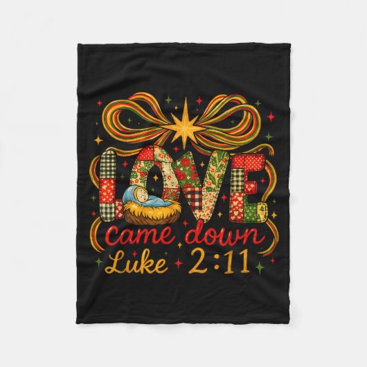 Love Came Down Luke 2_11 Patchwork Christmas  フリースブランケット (正面)