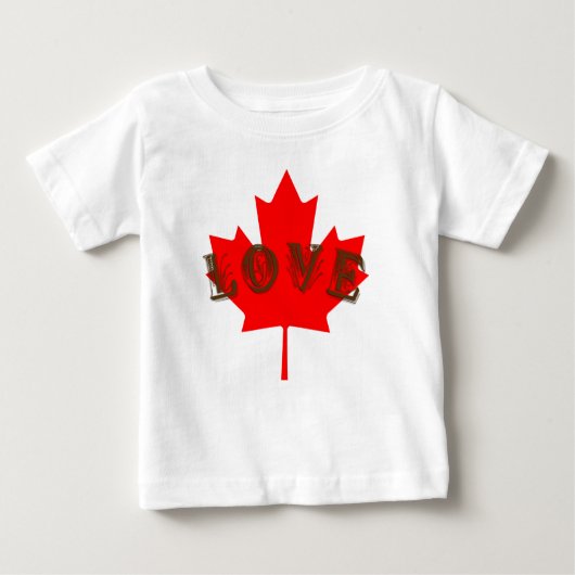 Love Canadaデイレッドメープルリーフシャツ ベビーTシャツ (正面)