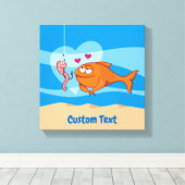 Love Canvasプリントの魚と餌 キャンバスプリント (インサイチュ (ウッドフロア))