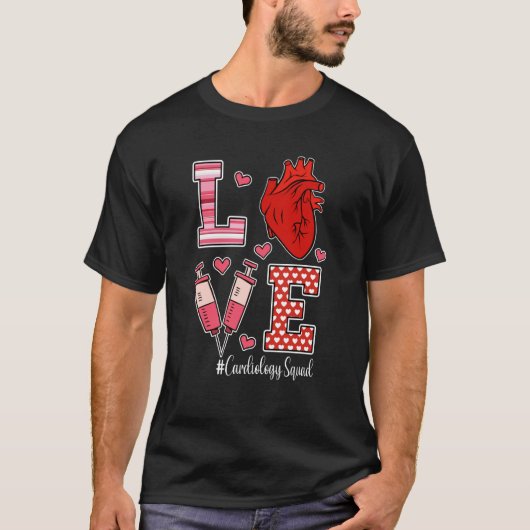 Love Cardiology Cardiologist Cardiac Nurse Valenti Tシャツ (正面)