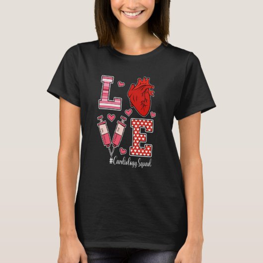 Love Cardiology Cardiologist Cardiac Nurse Valenti Tシャツ (正面)