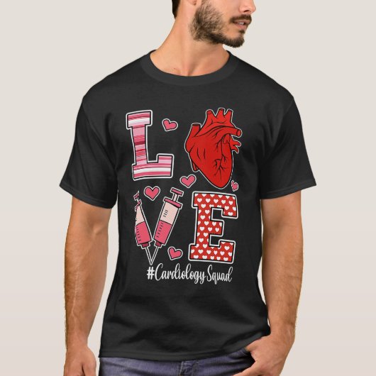 Love Cardiology Cardiologist Cardiac Nurse Valenti Tシャツ (正面)