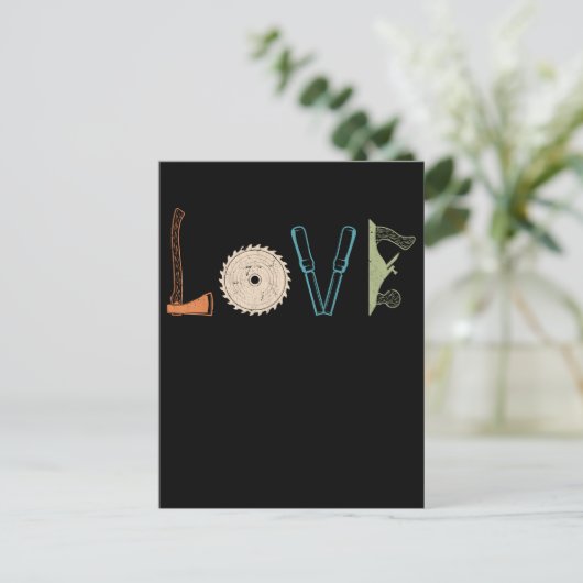Love Carpenter Tools Woodworking ポストカード (スタンド正面)