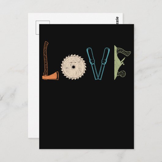Love Carpenter Tools Woodworking ポストカード (正面/裏面)