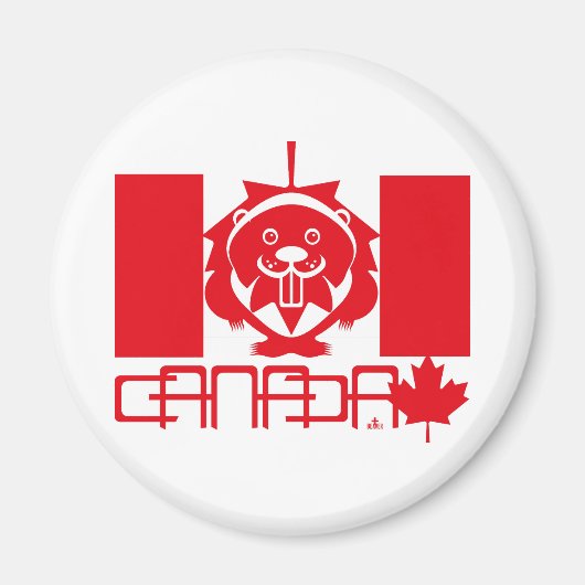 LOVE Castor/ Maple Bandera Canada by Masanser マグネット (正面)