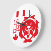 LOVE Castor/ Maple Bandera Canada by Masanser ラージ壁時計 (傾斜)