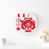 LOVE Castor/ Maple Bandera Canada by Masanser ラージ壁時計 (ホーム)