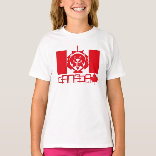  LOVE Castor/ Maple Bandera Canada by Masanser Tシャツ (正面)