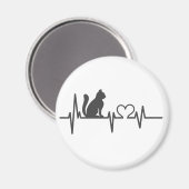Love cat cardiogram – 背景色を選択 マグネット (正面/裏面)