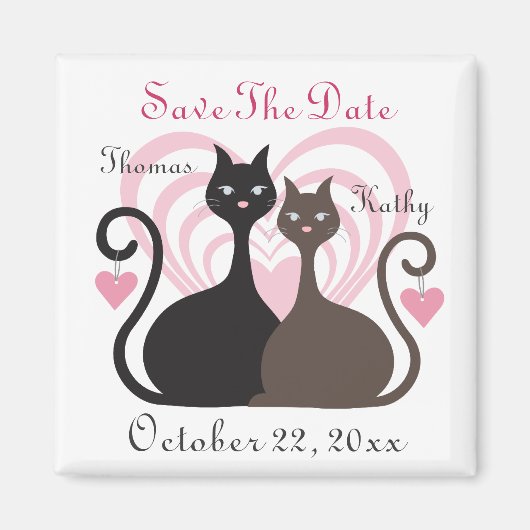 Love Cats カスタムSave The Date Magnet Square マグネット (正面)