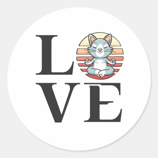 Love cats and meditation ラウンドシール (正面)