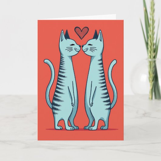 Love Cats Kissing Heart Card カード (正面)