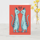 Love Cats Kissing Heart Card カード (黄色い花)