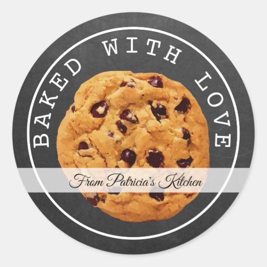 Love Chalkboardと焼いたクリスマスクッキー ラウンドシール (正面)